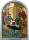 Robert Baker, The Staff Room, Coleg Harlech, Oil on board