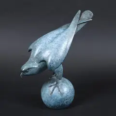 Geoffrey Dashwood, - Limited Edition Bronze Sculpture Of An Osprey, A large bronze sculpture of an Osprey with a blue patina