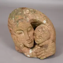 Polly Ionides, - Large Stone Sculpture Of A Mother & Child