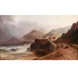 Sarah Louisa Kilpack, A Fisherman's Cart On A Rocky Shore Path