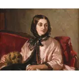 Abraham Solomon, Lady Seated With Her Favourite Dog, Oil on canvas