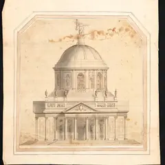 Antonio Visentini, Elevation Of A Domed Basilica, Pen and brown ink and grey wash