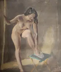 Nude by Stephen Bone, oil on canvas, sold Oct 2022