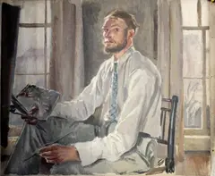 Self Portrait Of The Artist In His Studio by Stephen Bone, Oil on canvas, sold Oct 2022