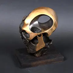 Timothy Easton, - Large Abstract Bronze Sculpture, A 1970's cast textured and polished bronze sculpture