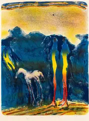 Frans Widerberg, Lys i landsby, 1978, Litografi