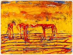 Frans Widerberg, Tre hester, 1980, Litografi