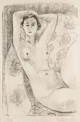 Henri Matisse, Nu assis dans un fauteuil au décor fleuri, 1924, Lithograph