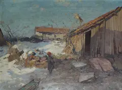 Even Ulving, Barn med kjelke, Olje på lerret