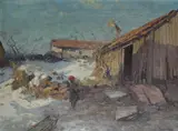 Even Ulving, Barn med kjelke, Olje på lerret