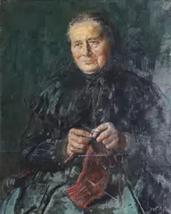 Christian Krohg, Strikkende kone, Olje på lerret