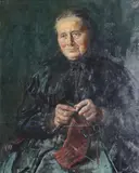 Christian Krohg, Strikkende kone, Olje på lerret