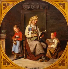 Adolph Tidemand, Moderens undervisning III, 1849, Olje på lerret