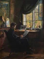 Karl Jensen-Hjell, Interiør, 1887, Olje på plate