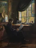 Karl Jensen-Hjell, Interiør, 1887, Olje på plate