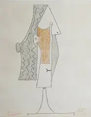 Pablo Picasso, Kvinnehode, 1957, Fargelitografi