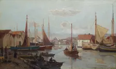 Nils Hansteen, Havneparti, 1891, Olje på lerret