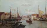 Nils Hansteen, Havneparti, 1891, Olje på lerret