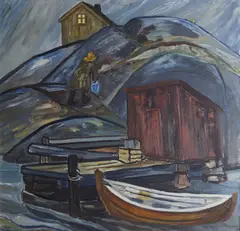 Reidar Aulie, Hjalmar i regn, 1949, Olje på lerret