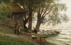Hans Gude, Landingsstedet i dikteren Victor von Scheffels hage ved Seehalde, Bodensee, 1893, Olje på lerret