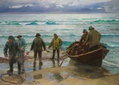 Eilif Peterssen, Laksefiske, Sele, 1890, Olje på lerret