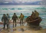 Eilif Peterssen, Laksefiske, Sele, 1890, Olje på lerret