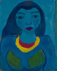 Johannes Rian, Blå madonna, Olje på plate