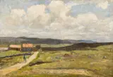 Kitty Lange Kielland, Sol og hvite skyer, Olje på papp