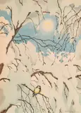 Theodor Kittelsen, Kjøttmeis (Blåmeis), 1909, Akvarell på papir