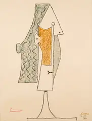 Pablo Picasso, Kvinnehode, 1957, Fargelitografi