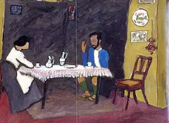 Gabriele Münter, Kandinsky und Erma Bossi am Tisch, 1909, Oil on canvas