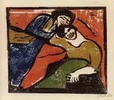 Zwei ruhende Frauen by Erich Heckel, 1909, Woodcut in colours, sold May 1998