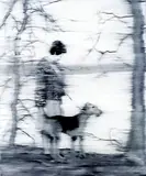 Frau mit Hund am See by Gerhard Richter, 1967, Oil on canvas, sold Oct 1997