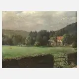 Karl Rumpel, Bauernhäuser, Öl auf Leinwand