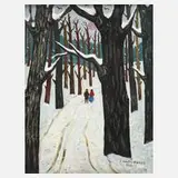Paul Schultz-Liebisch, Winterspaziergang, 1966, Öl auf Malplatte
