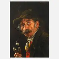 Alexander von Wagner, Münchner Original mit Pfeife, Öl auf Malplatte