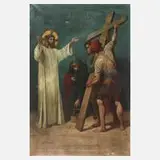 Jesus, das Kreuz empfangend, Öl auf Leinwand und Keilrahmen