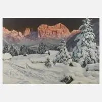 Alois Arnegger, Rosengarten im Alpenglühen, Öl auf Leinwand