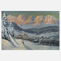 Alois Arnegger, Das winterliche Kitzbühel, Öl auf Leinwand