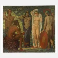 Walter Einbeck, "Das Urteil des Paris", Öl auf Leinwand und Keilrahmen