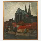 Otto Engelhardt-Kyffhäuser, Ansicht Görlitz, Öl auf Karton