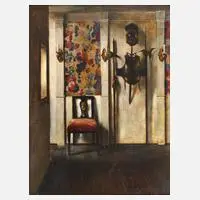 Hermann Graf, Reizvolles Interieur, Öl auf Holzplatte