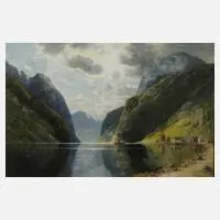 Elisabeth Grüttefien, Norwegischer Fjord, Öl auf Leinwand
