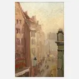 Fernand L. Guey, Pariser Straßenszene, Öl auf Sperrholz