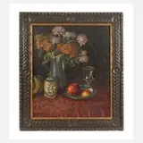M. Hannemann, Chrysanthemenstillleben, Öl auf Leinwand