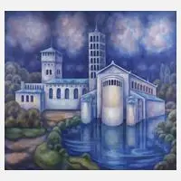 Hartmut Hansen, "Friedenskirche Potsdam", 1974, Öl auf Leinwand