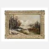 Paul Ingfried Henze Morro, Teich im Winter, Öl auf Leinwand