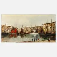 Mediterraner Hafen by Paul Ingfried Henze Morro, Öl auf Leinwand, sold Dec 2025