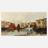 Paul Ingfried Henze Morro, Mediterraner Hafen, Öl auf Leinwand