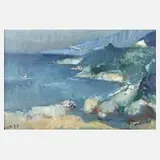 Jost Heyder, "Griechische Steilküste", Acryl auf Hartfaserplatte